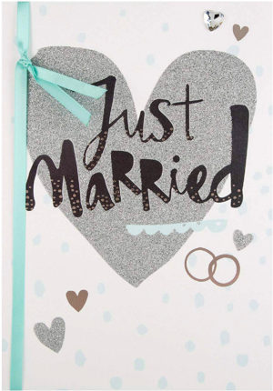 Carte de mariage paillettes Just Married Hallmark