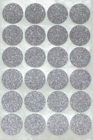 Étiquettes rondes argentés pailletées
