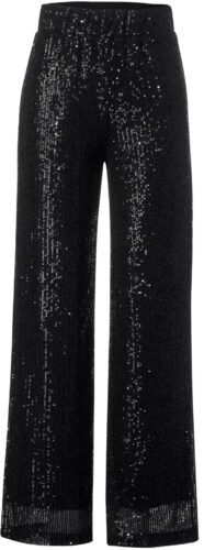 Pantalon taille haute noir Street One à paillettes