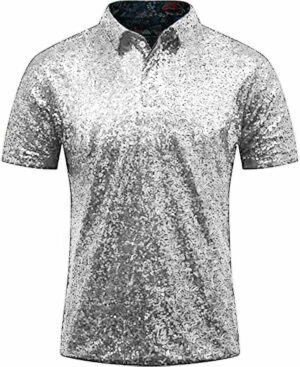Polo à paillettes argentées