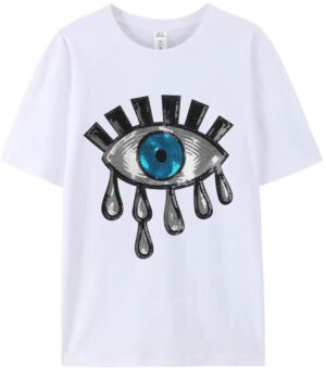 T-shirt motif oeil paillettes